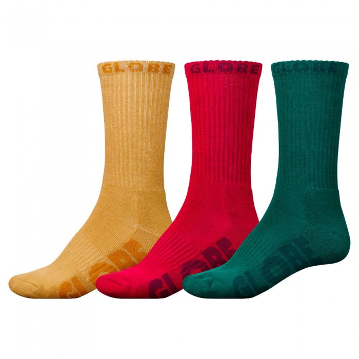 [해외]글로브 Sustain Crew Half Socks 3 Pairs 14139466435 Yellow / Red / Green