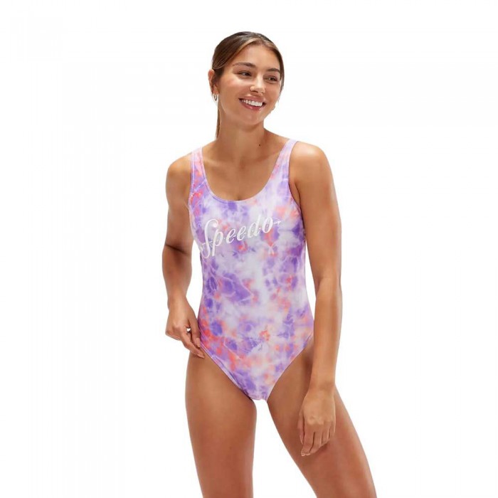 [해외]스피도 유방 절제술 포켓 수영복 Printed 로고 Deep U-Back 6139595549 Miami Lilac / Soft Coral / White