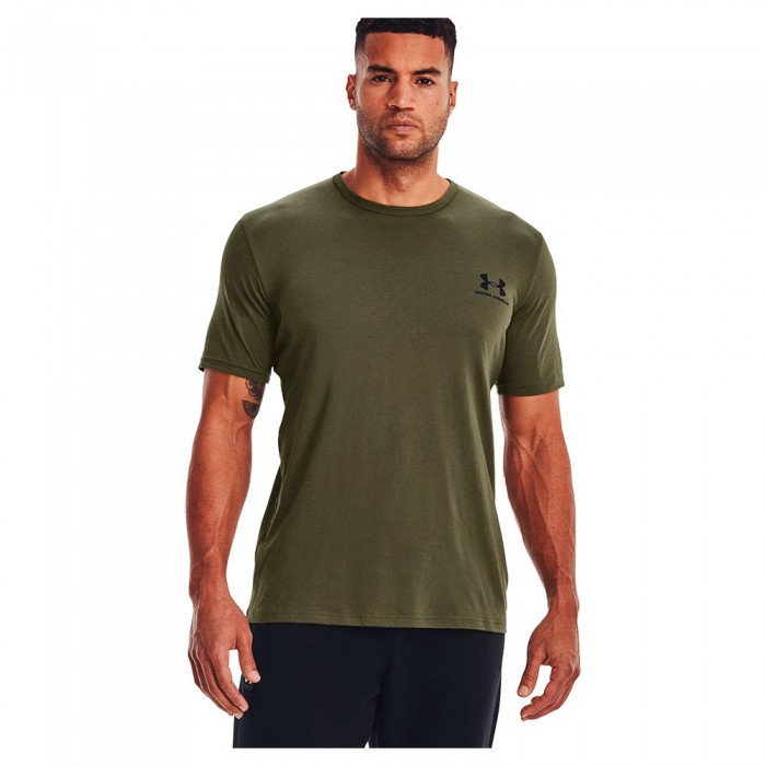 [해외]언더아머 반팔 티셔츠 Sportstyle Left Chest 7139419518 Marine OD Green / Black / Black