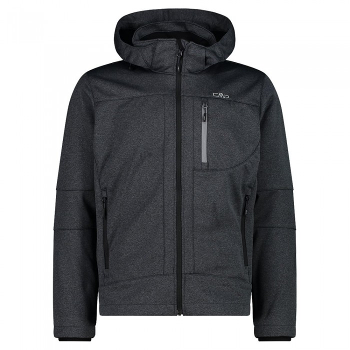 [해외]CMP Zip Hood 3A01787N-M 소프트쉘 자켓 4139196201 Asphalt Melange / Black