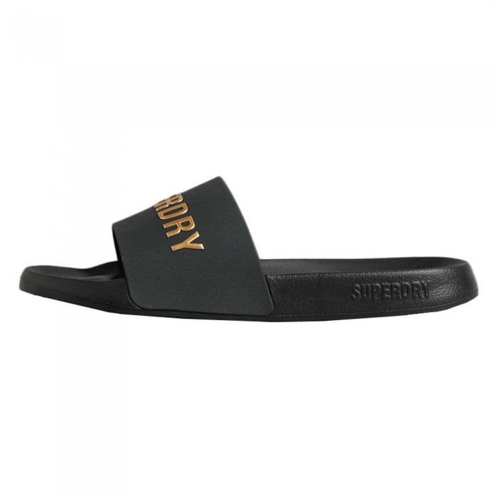 [해외]슈퍼드라이 Code Logo Vegan Pool 슬리퍼 139691252 Black / Metallic Gold