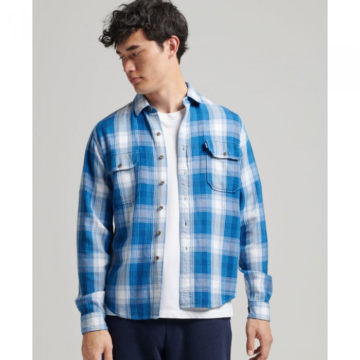 [해외]슈퍼드라이 셔츠 Vintage Flannel 139530981 Blue Twill Check