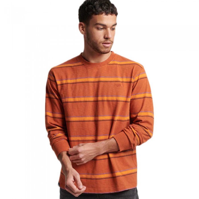 [해외]슈퍼드라이 Vintage Textured Stripe 긴팔 티셔츠 139691402 Smoked Cinnamon Brown Stripe