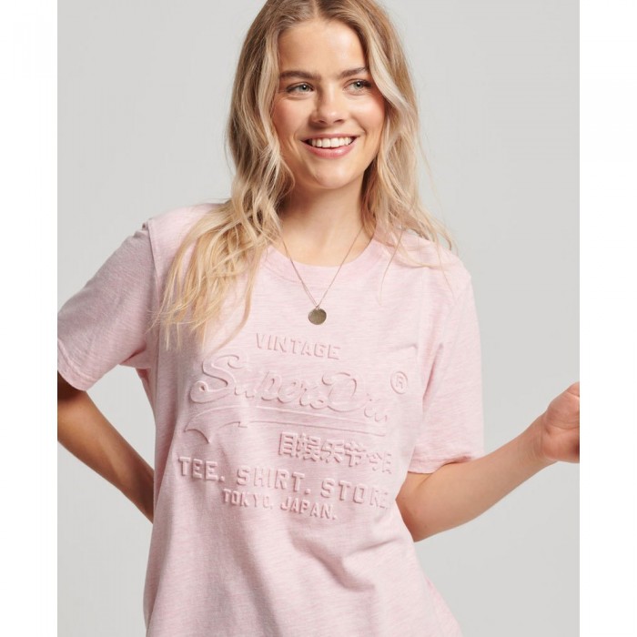 [해외]슈퍼드라이 티셔츠 Vintage 로고 Emboss 139531083 Pastel Pink Snowy