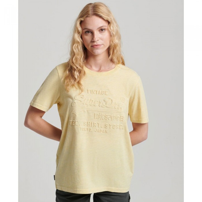 [해외]슈퍼드라이 Vintage 로고 Emboss 티셔츠 139531084 Pastel Yellow Snowy