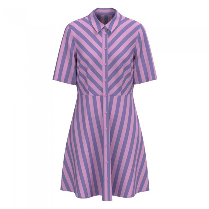[해외]YAS Savanna 3/4 소매 짧은 드레스 139727632 Orchid / Stripes Aster Purple
