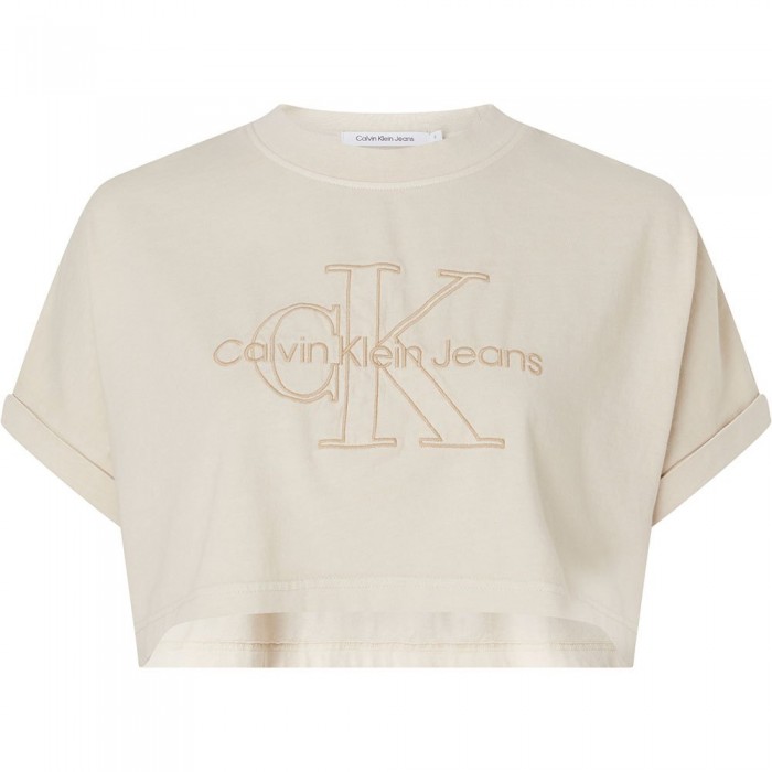 [해외]캘빈클라인 JEANS Embroidered Monologo Cropped 반팔 티셔츠 139612094 Classic Beige