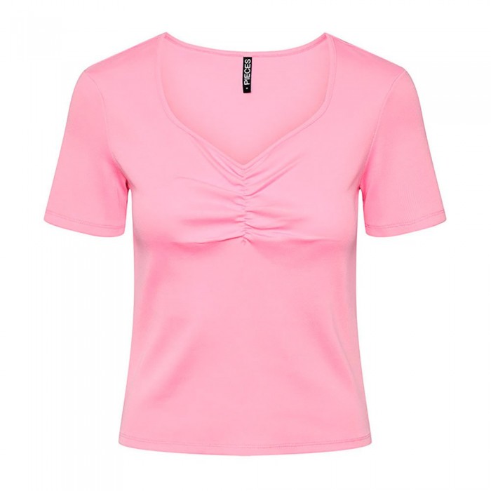 [해외]PIECES Tania 반팔 V넥 티셔츠 139740598 Begonia Pink