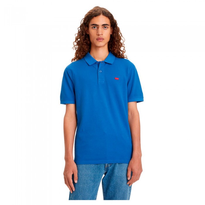 [해외]리바이스 Slim Housemark 반팔 폴로 셔츠 139459511 Deja Vu Blue Garment Dye Deja Vu Blue