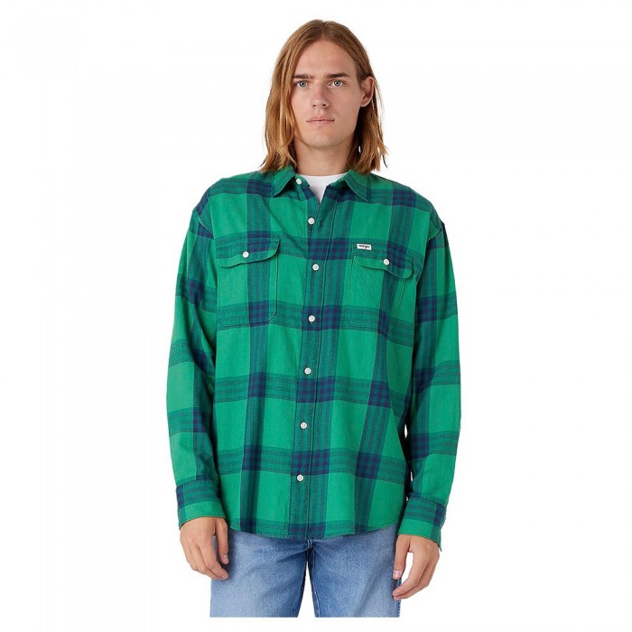 [해외]랭글러 Patch 포켓 Oversized 긴팔 셔츠 139519655 Pine Green