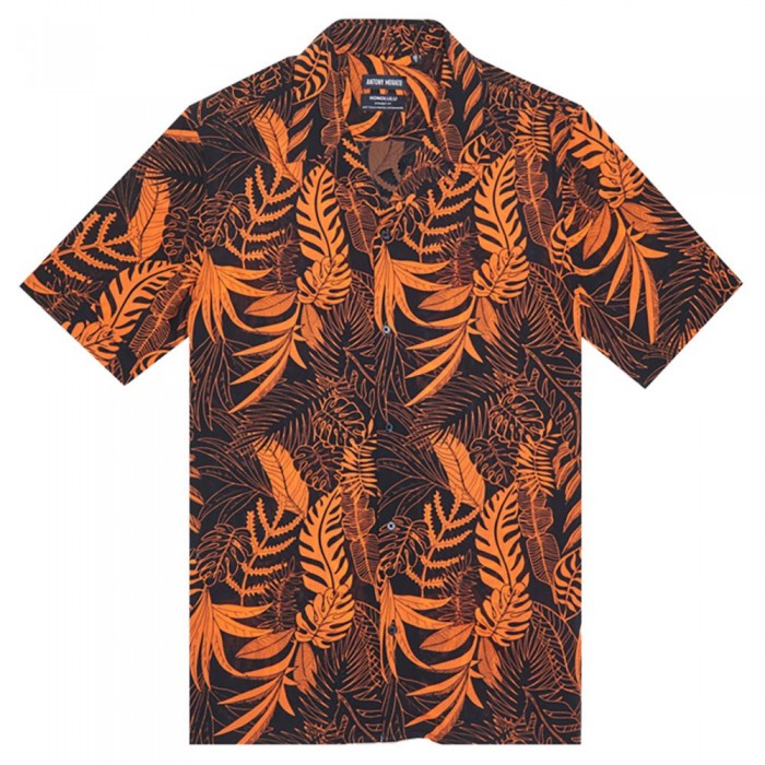 [해외]안토니모라토 레귤러 핏 코튼 앤 비스코스 포플린 얼룩 프린트 반소매 셔츠 Over 139607657 Tangerine