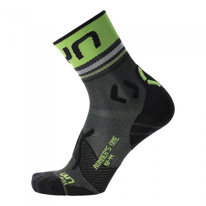 [해외]UYN Runners One Short Socks 6139715574 Grey Melange / Lime Green
