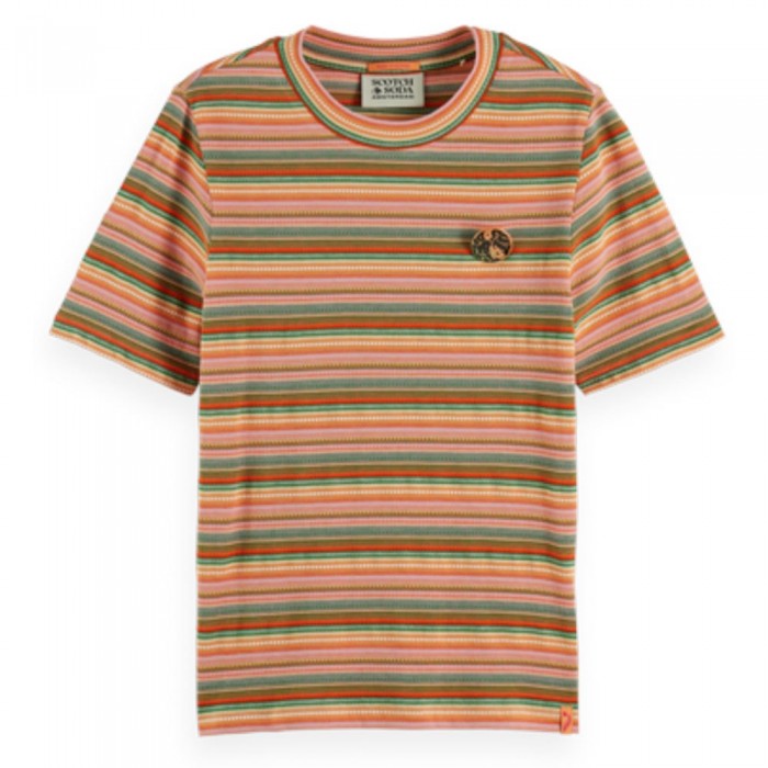 [해외]SCOTCH & SODA Stripe Textured Slim Fit 반팔 티셔츠 139609717 Jersey Multi Stripe