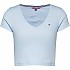 [해외]타미 진 Bby Crp Essential Rib 반팔 V넥 티셔츠 139612591 Shimmering Blue