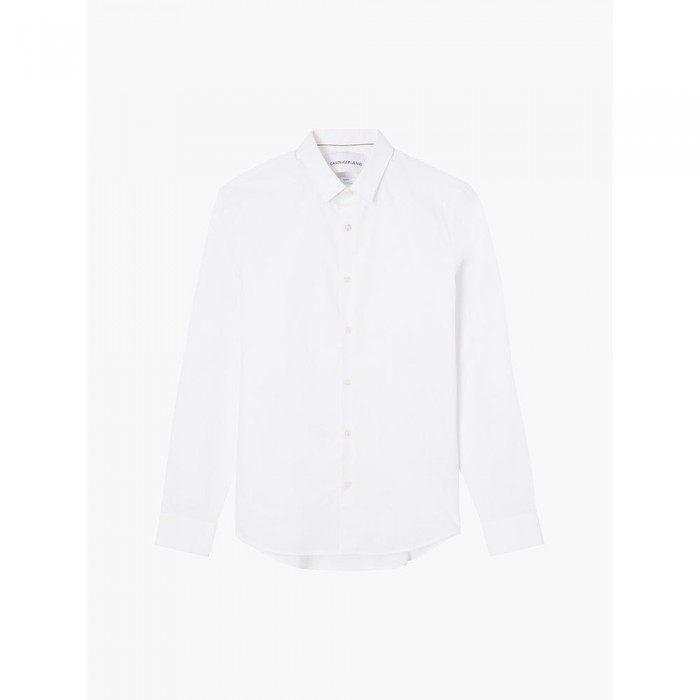 [해외]캘빈클라인 JEANS 긴 소매 셔츠 Chest 로고 Slim Stretch Fit 139612086 Bright White