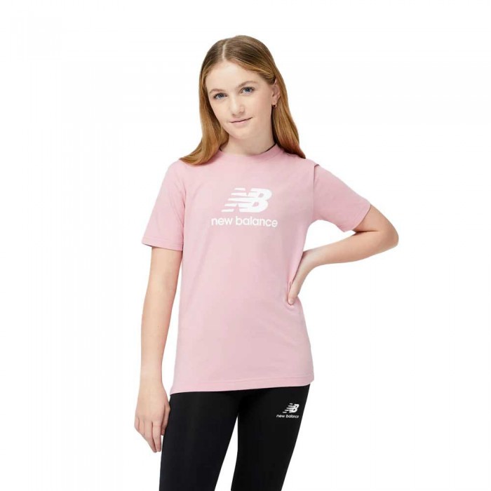 [해외]뉴발란스 반팔 티셔츠 Essentials Stacked 로고 Cotton 15139471718 Hazy Rose