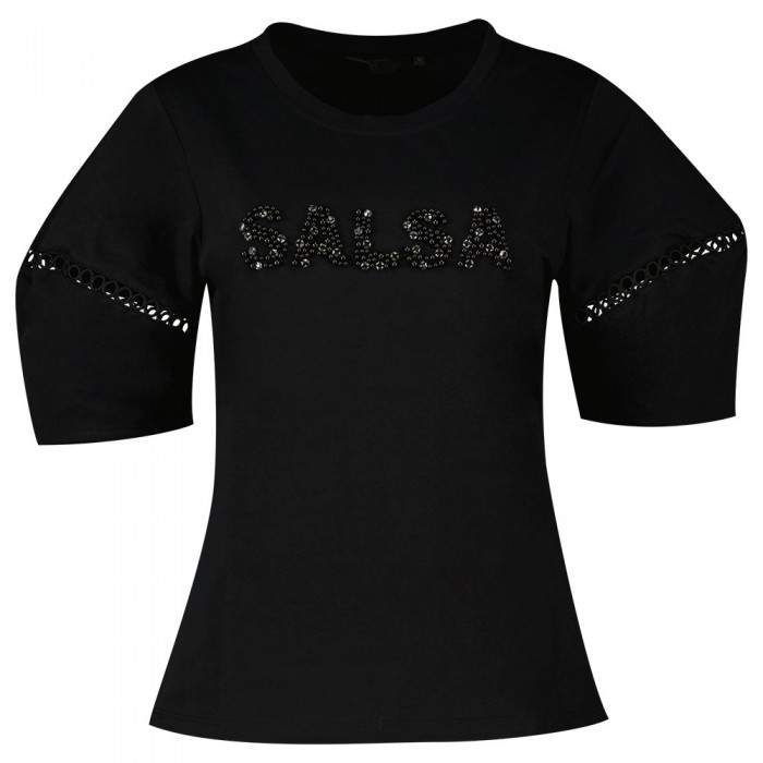 [해외]SALSA JEANS Branding Pearls 반팔 티셔츠 139015219 Black