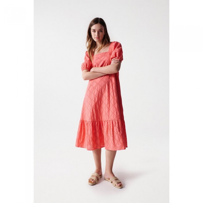 [해외]SALSA JEANS 반팔 미디 드레스 Puff 139577222 Medium Pink