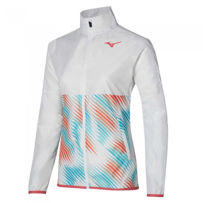 [해외]미즈노 Printed Jacket 12139572852 White / Fiery Coral