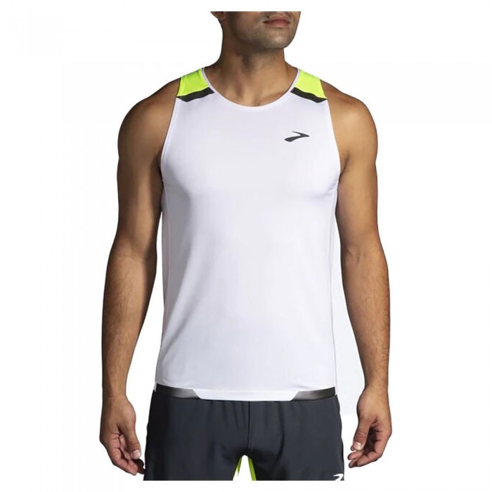 [해외]브룩스 Run Visible Ta Sleeveless T-Shirt 6139806368 White / Asphalt / Nightlife