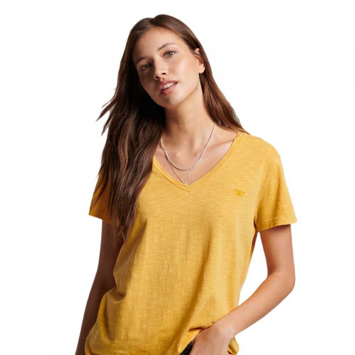 [해외]슈퍼드라이 Studios Slub Embroidered Vee 반팔 티셔츠 139817838 Desert Ochre Yellow