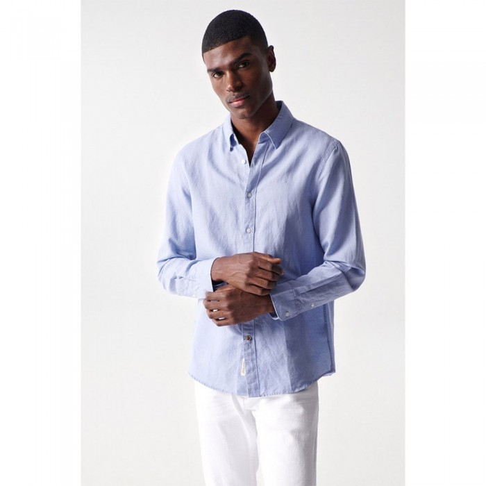 [해외]SALSA JEANS 긴 소매 셔츠 Cotton Linnen Regular Fit 139577032 Medium Blue