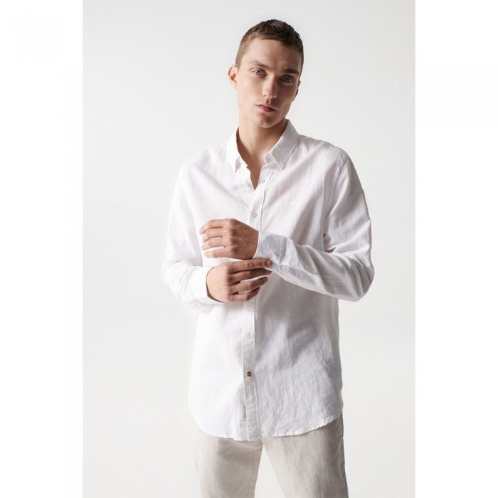 [해외]SALSA JEANS 긴 소매 셔츠 Cotton Linnen Regular Fit 139577034 White