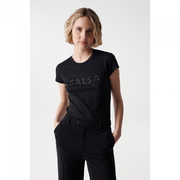 [해외]SALSA JEANS Sequin 로고 Detail 반팔 티셔츠 139577301 Black