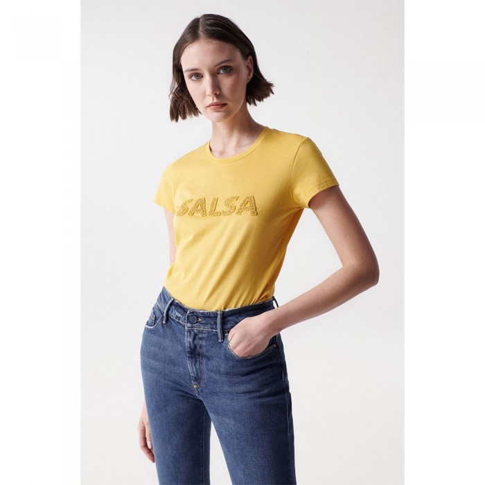 [해외]SALSA JEANS Sequin 로고 Detail 반팔 티셔츠 139577303 Medium Yellow