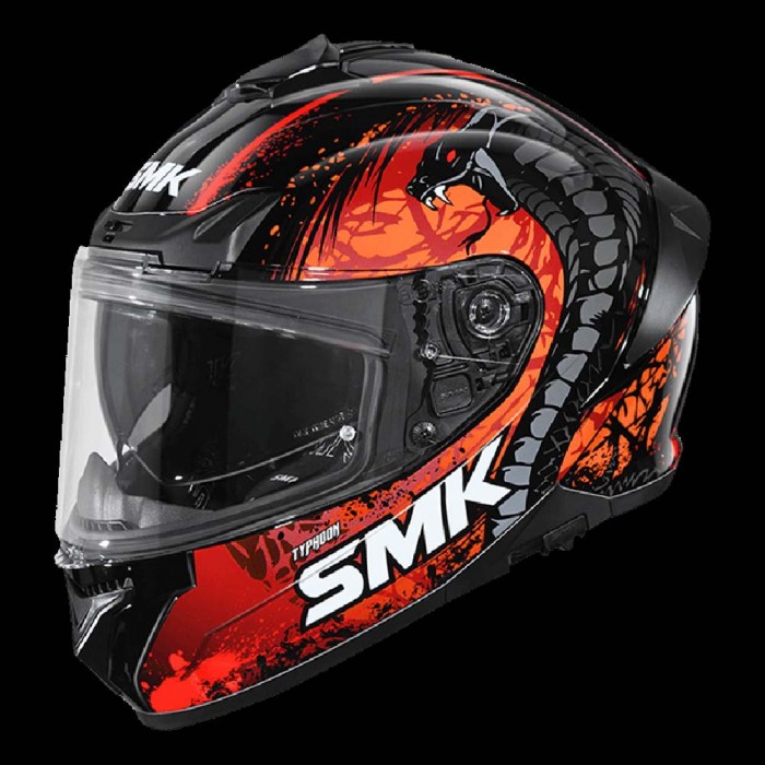 [해외]SMK Typhoon Reptile 풀페이스 헬멧 9139696818 Glossy Black / Orange