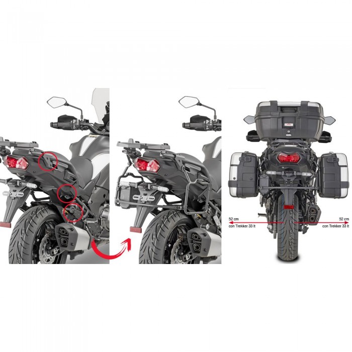 [해외]기비 Monokey Rapid Release Kawasaki Versys 1000/Versys 1000 SE 사이드 케이스 장착 9137999902 Black