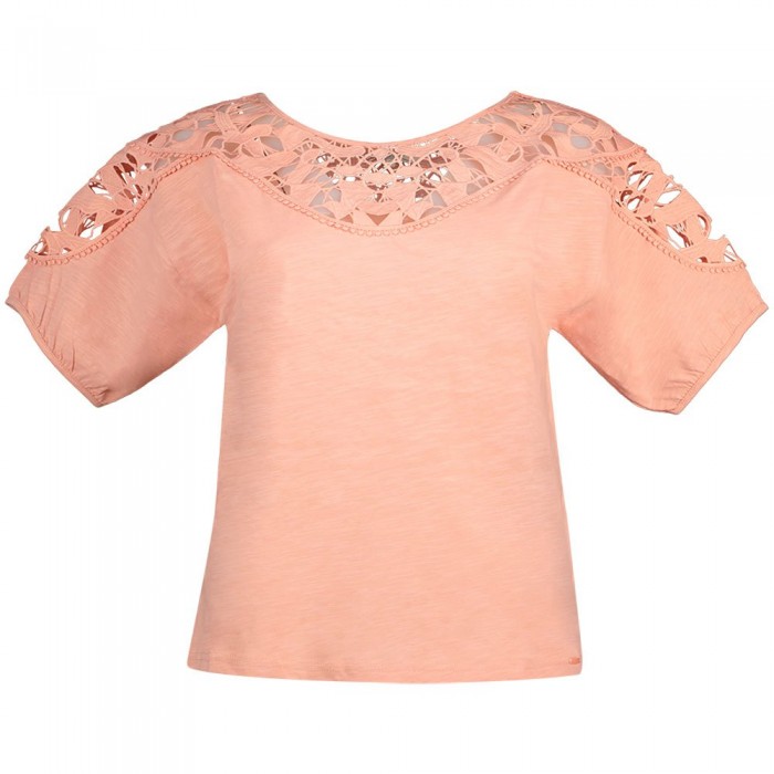 [해외]SALSA JEANS Lace-Trimmed 반팔 티셔츠 139577155 Light Pink