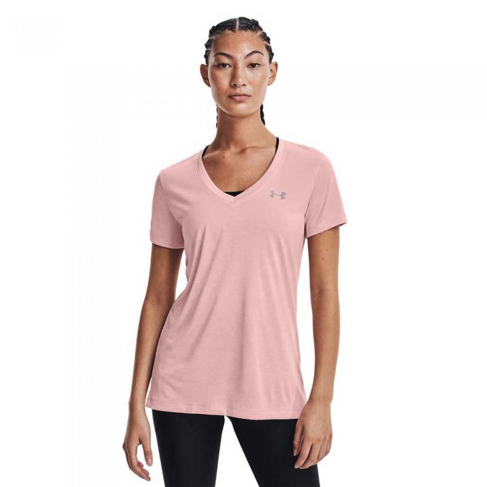 [해외]언더아머 Tech V-Neck Twist Short Sleeve T-Shirt 7139883552 Retro Pink / Metallic Silver