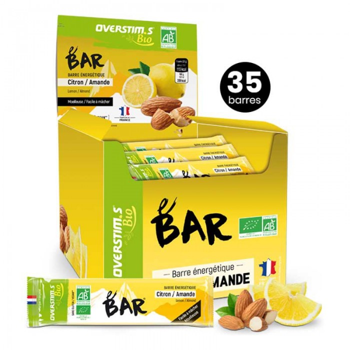 [해외]OVERSTIMS E-Bar BIO 아몬드 레몬 에너지 바 상자 32g 35 단위 14139745501 Yellow
