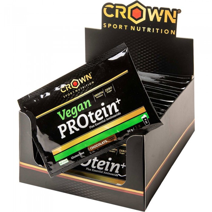 [해외]CROWN SPORT NUTRITION PROtein+ Chocolate Monodose Sachets Box 30g 18 Units 6139775864 Black