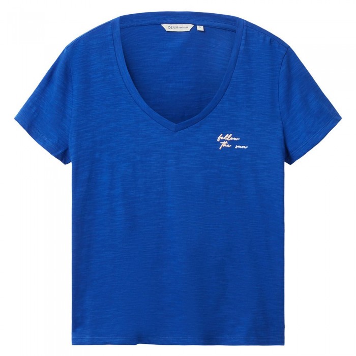 [해외]TOM TAILOR Print 반팔 V넥 티셔츠 139647923 Shiny Royal Blue