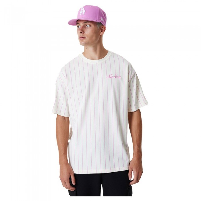 [해외]뉴에라 60357139 Pinstripe Short Sleeve T-Shirt Open White