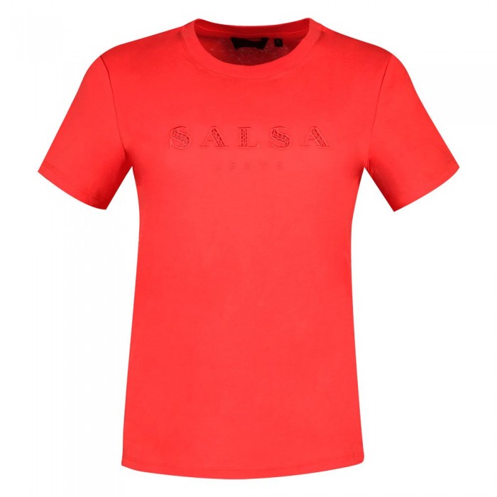 [해외]SALSA JEANS Lace-Panel 로고 반팔 티셔츠 139577147 Medium Red