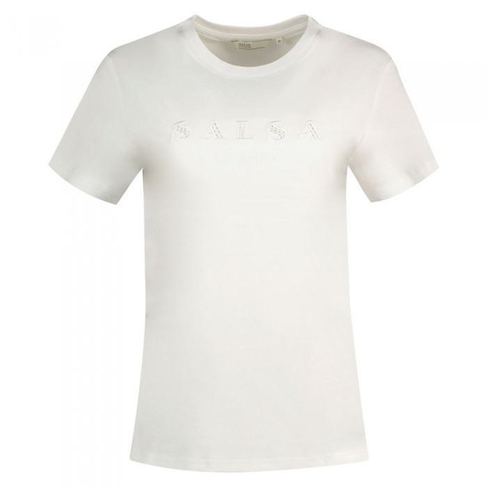 [해외]SALSA JEANS Lace-Panel 로고 반팔 티셔츠 139577148 White