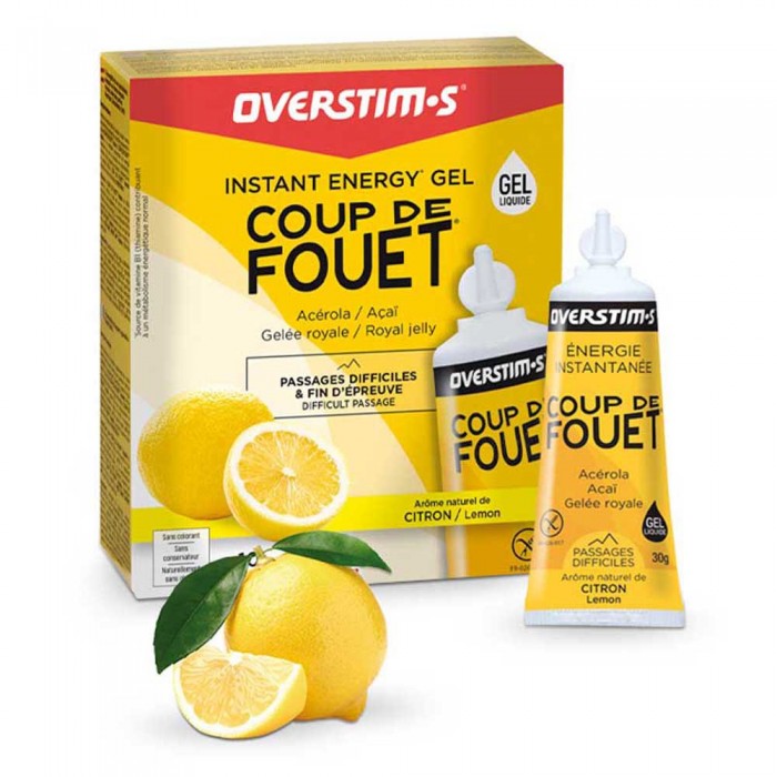 [해외]OVERSTIMS Coup De Fouet Lemon 30g Energy Gels Box 10 Units 6139745497 Yellow