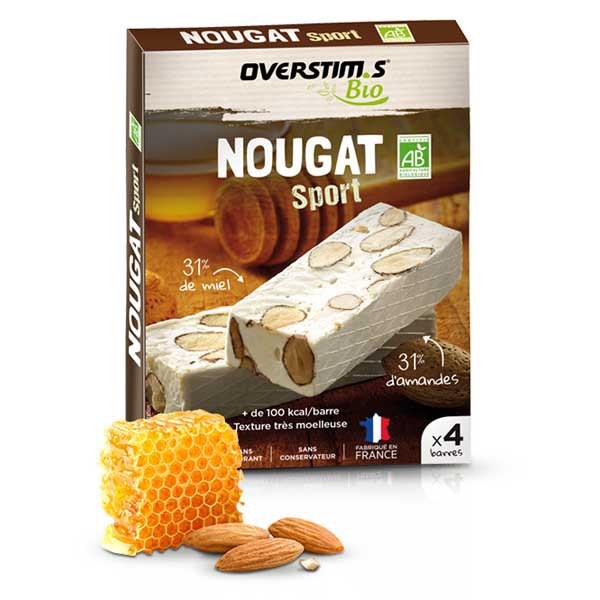 [해외]OVERSTIMS Nougat BIO Almond Honey Energy Bars Box 4 Units 14139745535 Brown