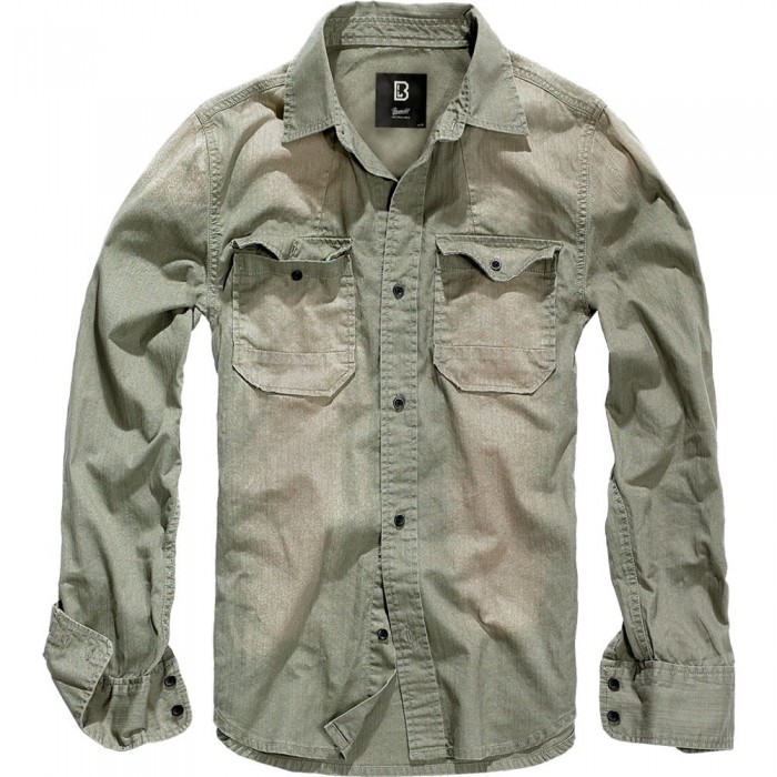 [해외]BRANDIT Hardee Denim Long 슬리브 Shirt 14138023276 Olive / Grey