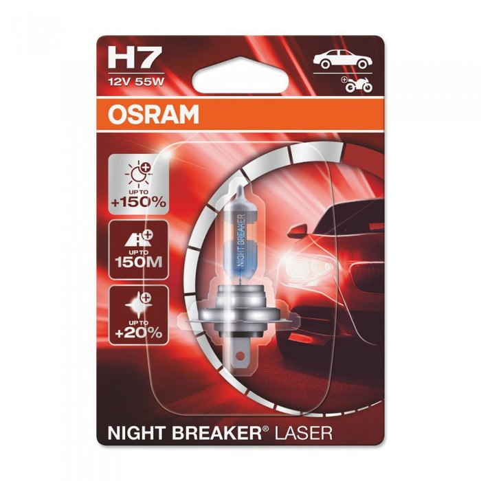 [해외]O스램 구근 H7 PX26D 12V-55W Night Breaker Laser Blister 9139897691 Clear