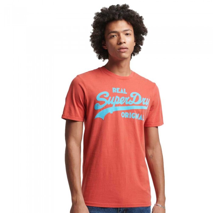 [해외]슈퍼드라이 반팔 라운드넥 티셔츠 Vintage 로고 Neon 미드weight 139987861 Americana Red