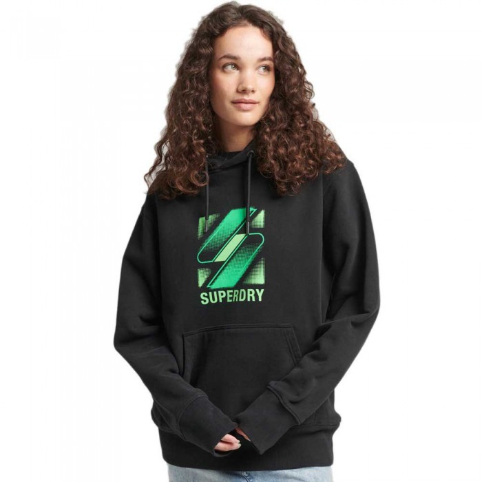 [해외]슈퍼드라이 Code Halftone S Logo Oversized Full Zip Sweatshirt Black