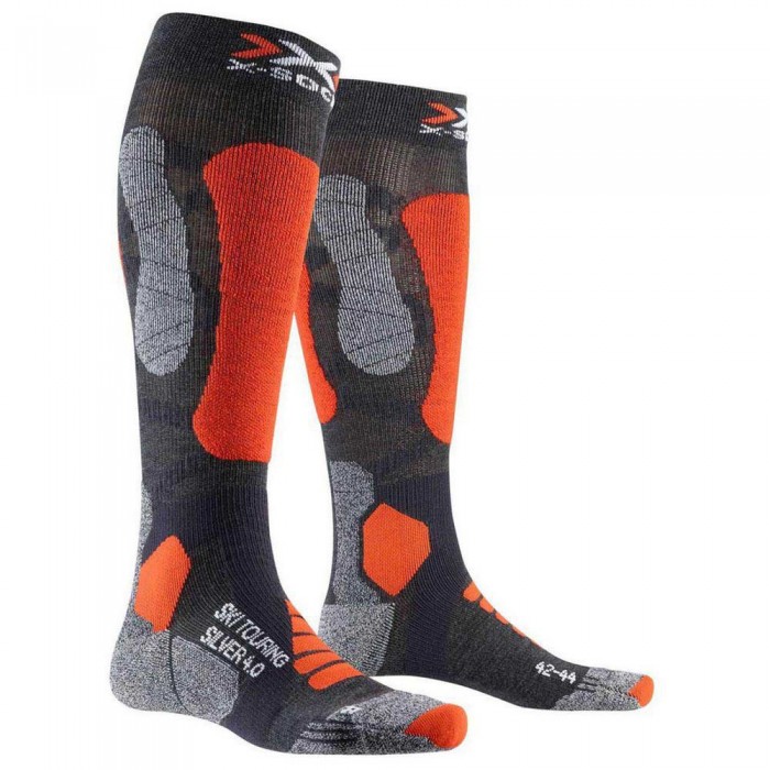 [해외]X-SOCKS Ski Touring Silver 4.0 Socks Refurbished 5139993210 Anthracite Melange / Orange Fluo