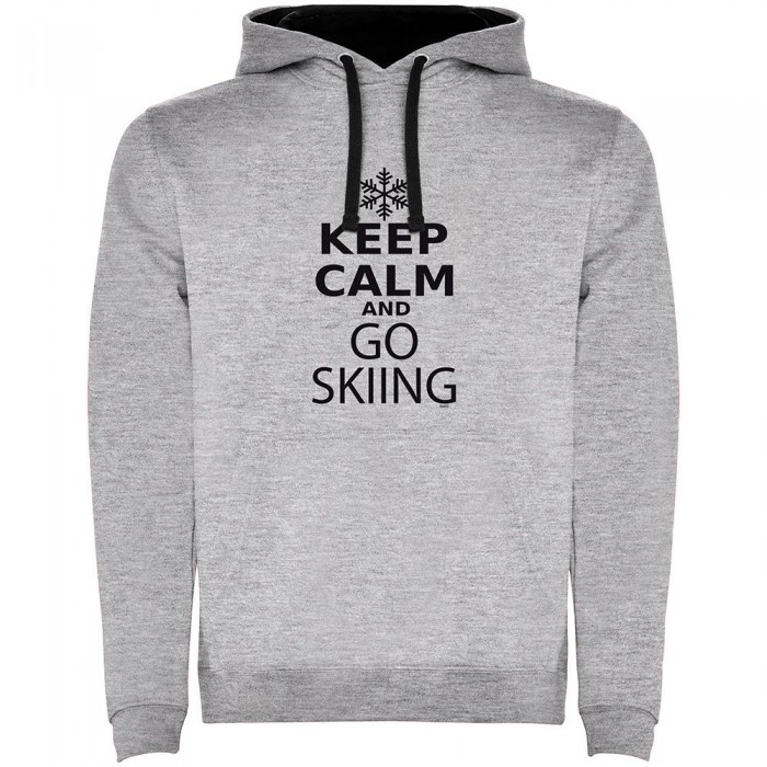 [해외]KRUSKIS Keep Calm And Go Skiing Two-Colour Hoodie 5139995808 Heather Grey / Black