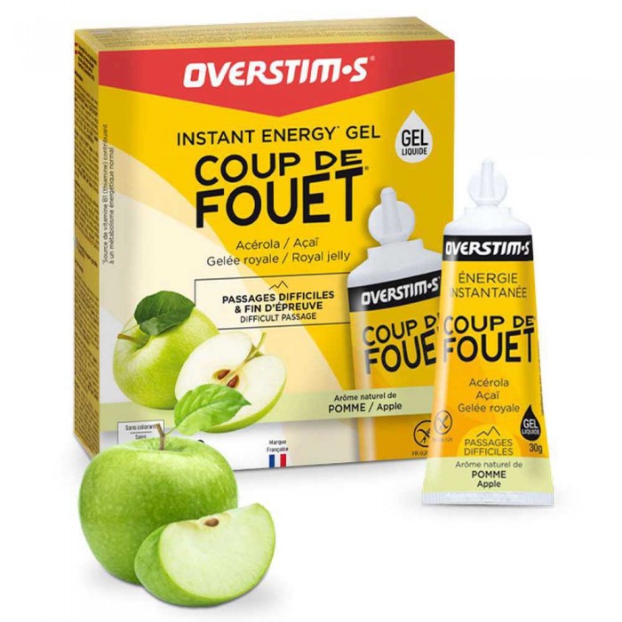 [해외]OVERSTIMS Coup De Fouet 30g Green Apple Energy Gels Box 10 Units 14138761133 Yellow / Green