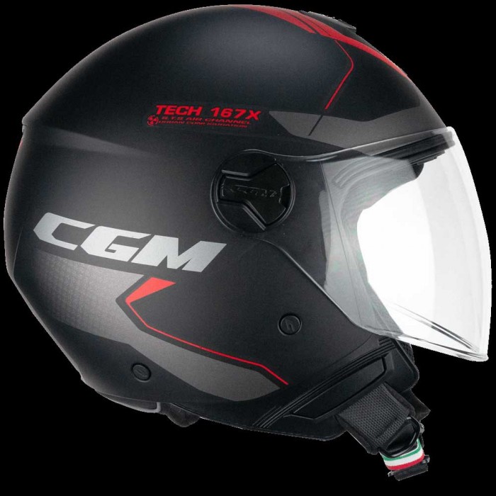 [해외]CGM 167X Flo 테크 오픈 페이스 헬멧 9140018767 Matt Black / Red