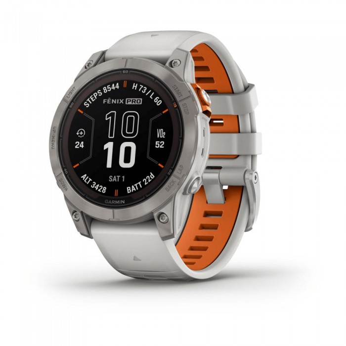[해외]가민 피닉스 7 Pro Sapphire Solar Watch 12139954516 Titanium / Fog Grey / Ember Orange Band